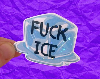 Holographic f*ck ice vinyl water resistant sticker