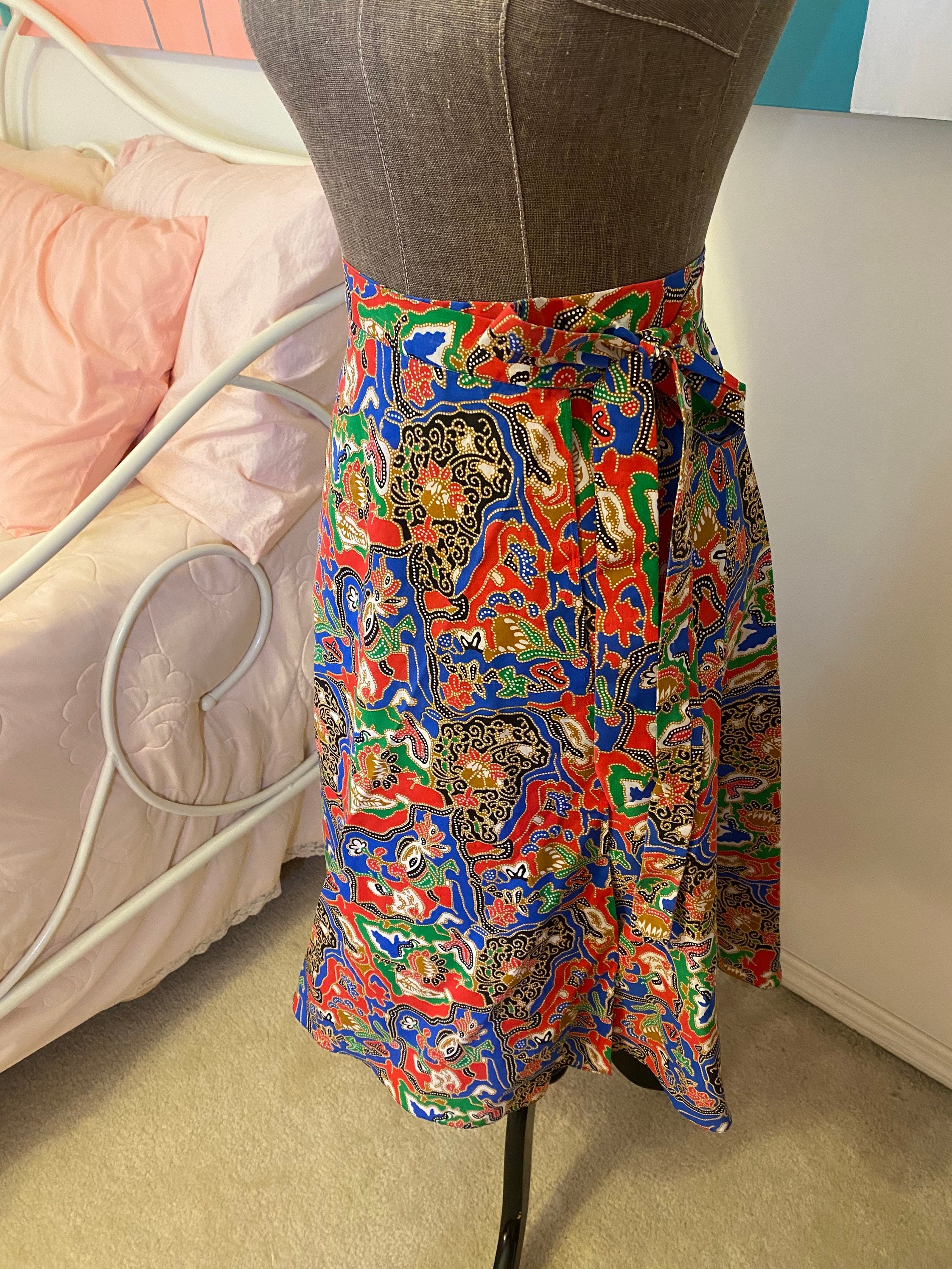 Vintage wraparound skirt in multi colors | Etsy