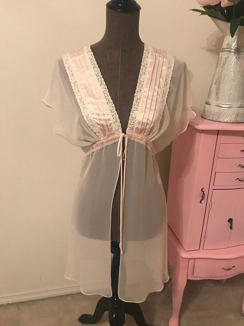 Vintage Jonquil by Diane Samandi sheer open front robe!