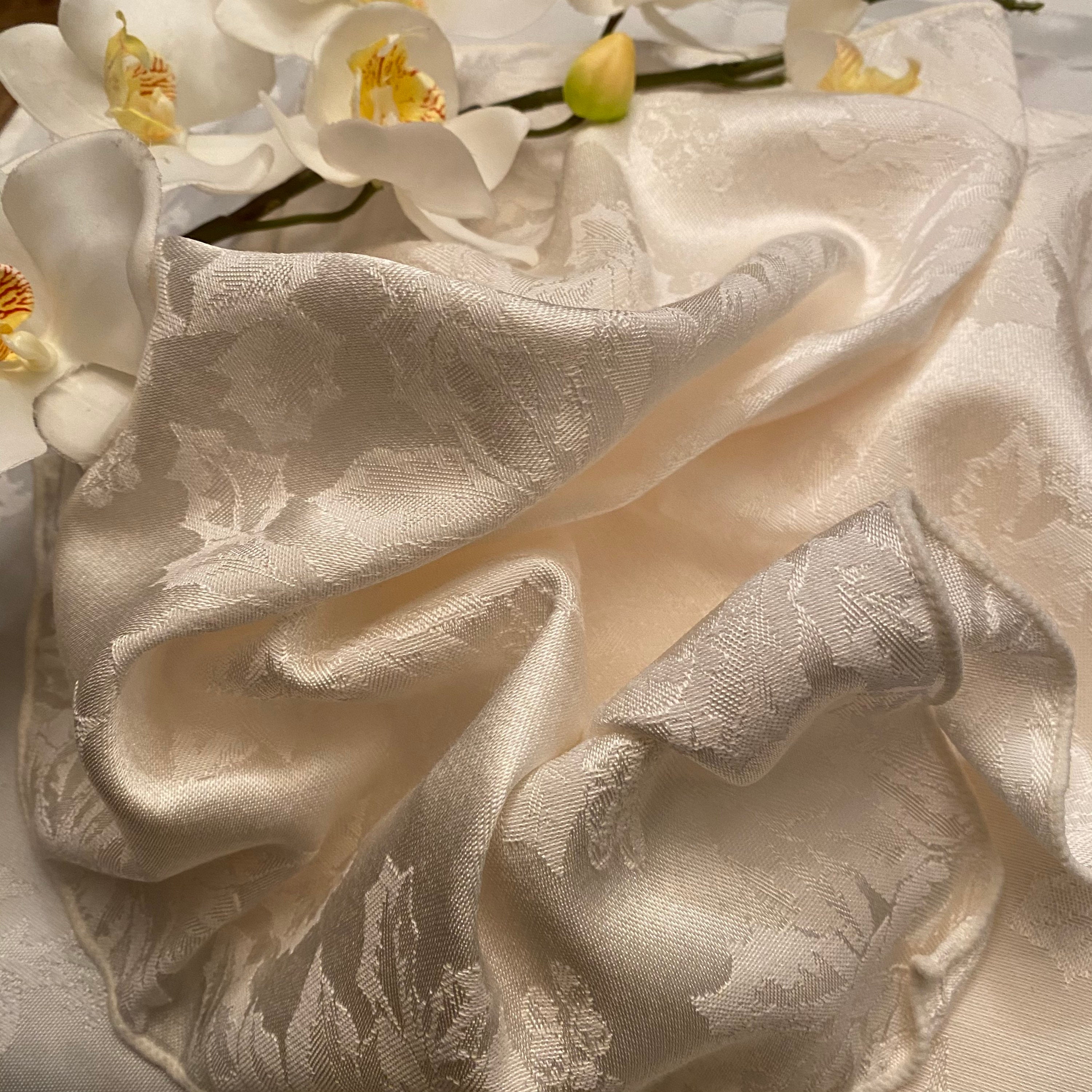 Vintage set of 7 ivory damask dinner napkins 17 inches square Etsy