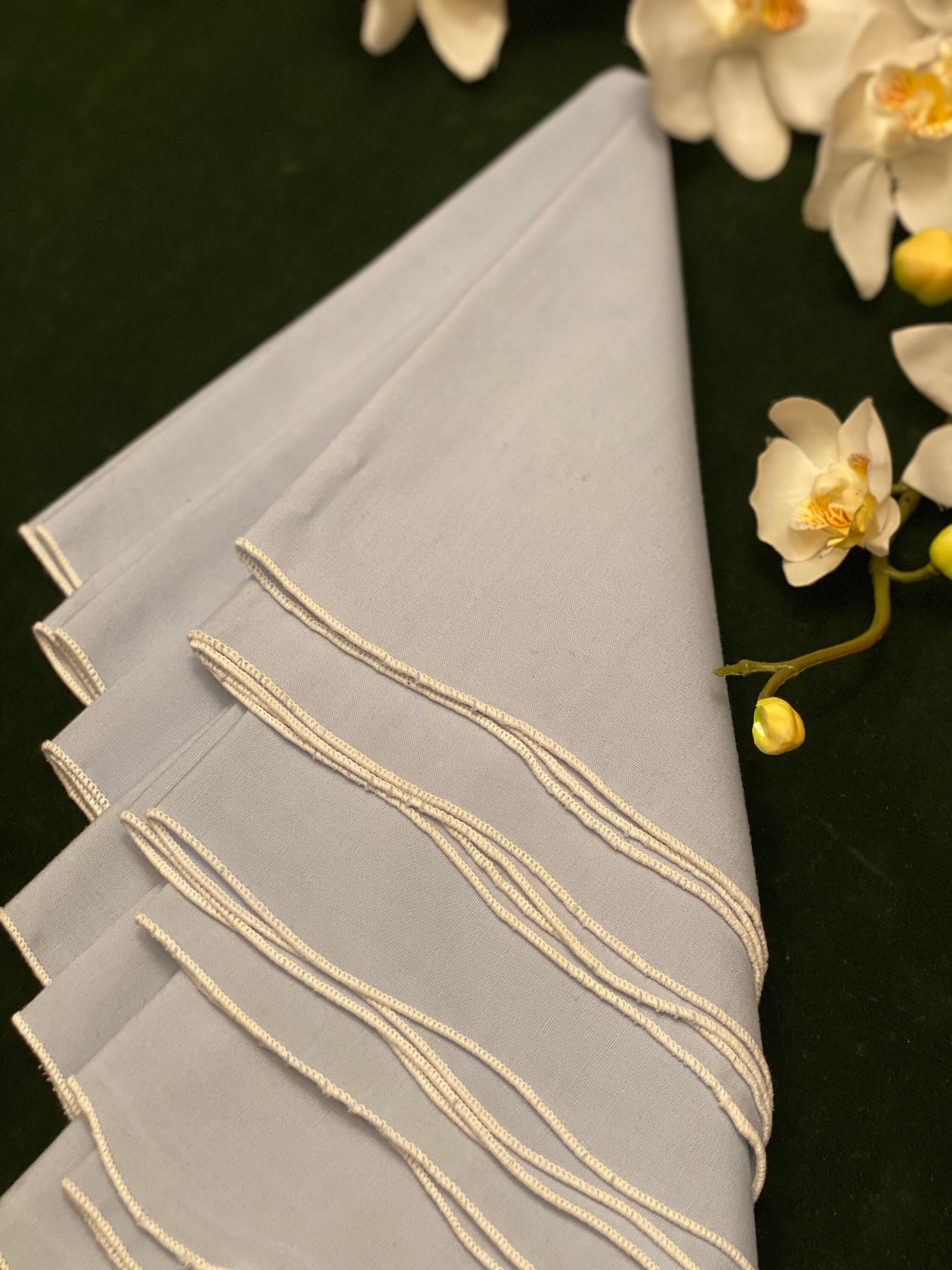 Vintage set of 5 wedgwood blue color dinner napkins with white Etsy