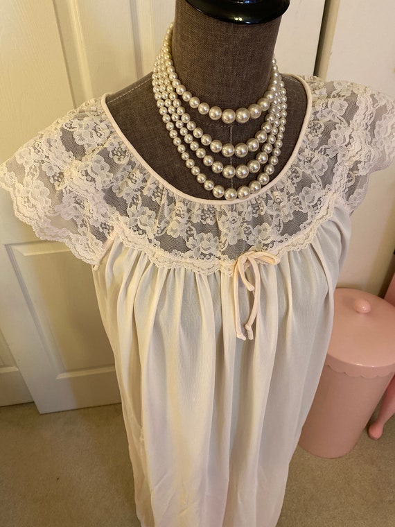 Vintage lace trimmed pink nightgown