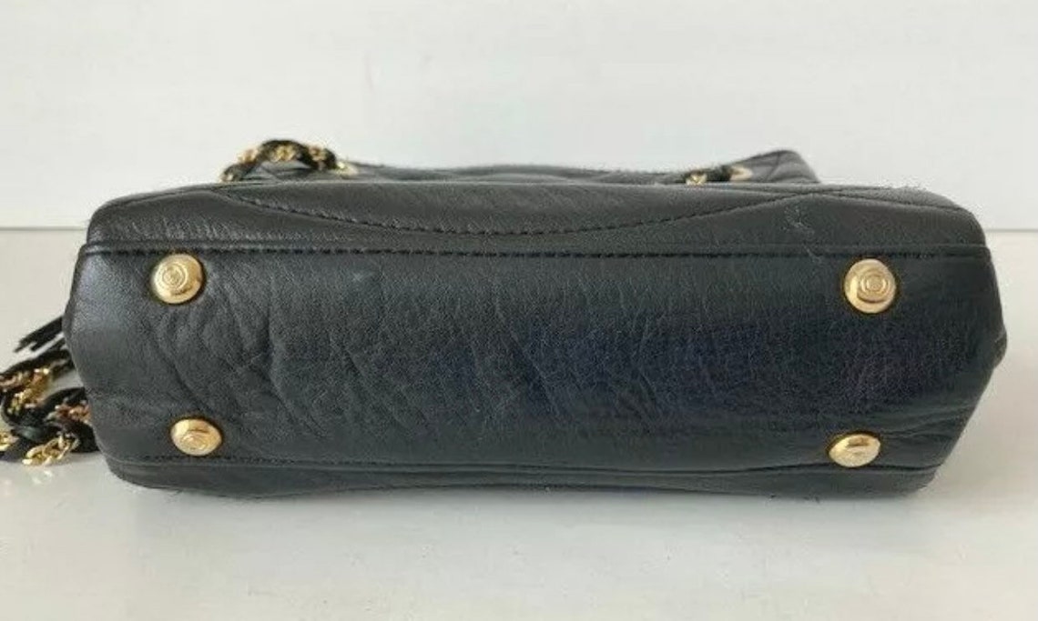 Vintage Beverly Hills quilted black leather bag set Etsy