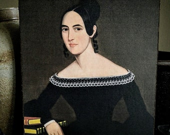 Colonial Portrait on 8x10 Canvas Primitive Portrait Folk Art Portrait Colonial Primitive Colonial Decor Early American Antique Reproduction
