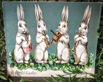 Vintage Easter Bunny Portrait on 8x10 Canvas Vintage Spring Rabbit Vintage Reproduction Portrait Vintage Easter Decor Vintage Spring Decor