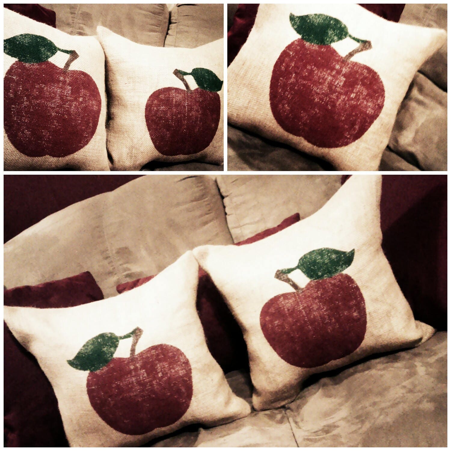 Apple Pillow Burlap Apple Pillow Burlap Pillow Apple Decor - Etsy
