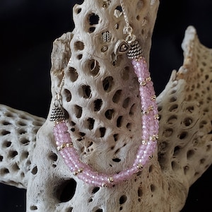 Rose Quartz, 925 Sterling Silver Bracelet, Bolo Bracelet, 3 Strand, Women&#39;s Bracelet, Custom Made