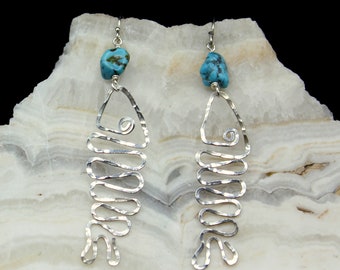 Turquoise Fish Earrings, Sterling Silver Earrings, Fish Earrings, Turquoise Earrings, Handmade, Gift