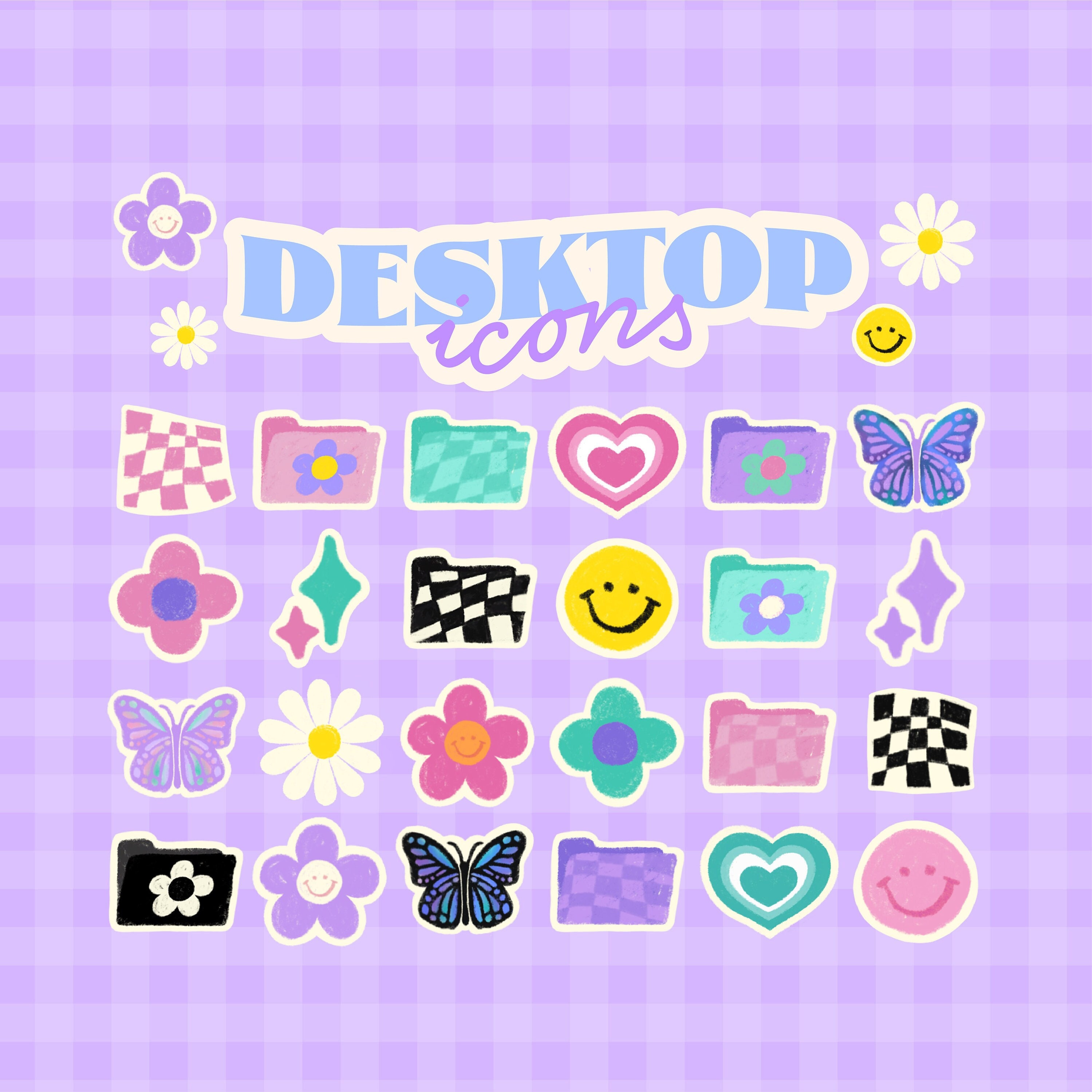 Cute Pastel Y2k Desktop Icons Wallpaper Set, Cute Mac Icons, Windows Icons,  Mac Os & Windows PC, Laptop, Danish Pastel, Gingham, Slay. -  Finland