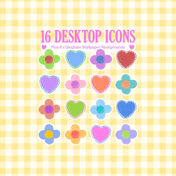 Cute Aesthetic Desktop Icons Wallpaper Set Cute Mac Icons | Etsy