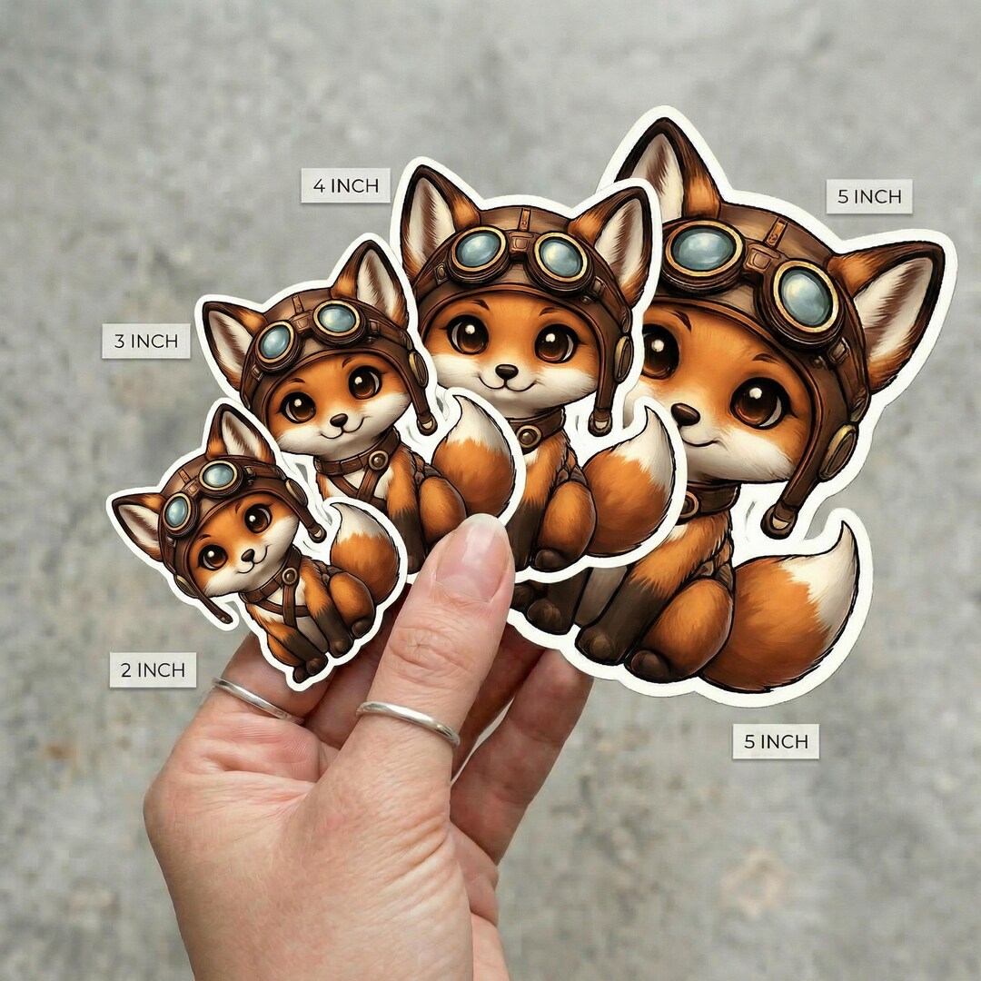 Waterproof Steampunk Fox Sticker | Aviator Vinyl Decal - Etsy