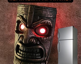 Imán de tótem Tiki LED: Ojos de lava parpadeantes, decoración de bar para Halloween