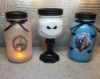 Sally Jars Nightmare Before Christmas Mason Jar Decor Etsy