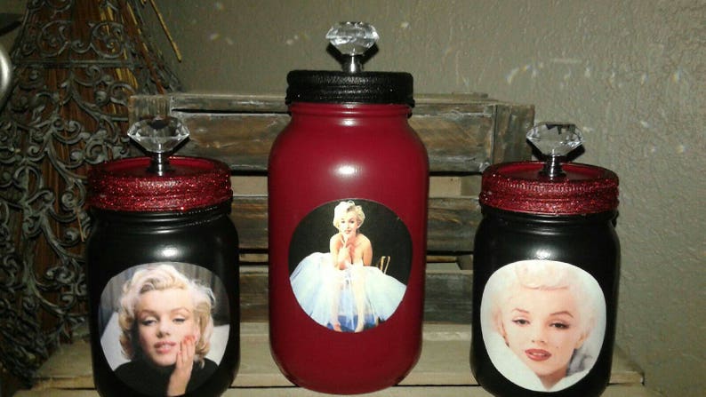 marilyn Monroe 5 piece mason jar bathroom set Bathroom decor vanity