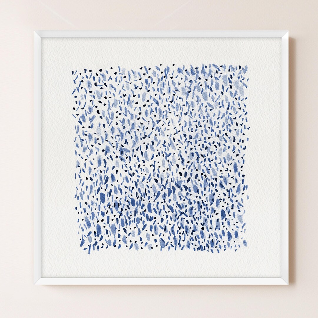 Framed Blue Abstract Watercolor Art Print: Minimalist Home Decor - Etsy