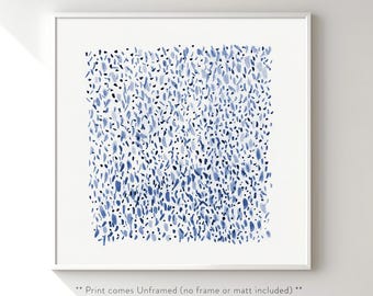 Calming Abstract Art Print: Blue and White Watercolor Painting, unframed square artwork, 12x12, 24x24