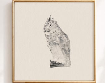 Woodland Dreamer | Horned Owl Print | Minimalist Owl Wall Art