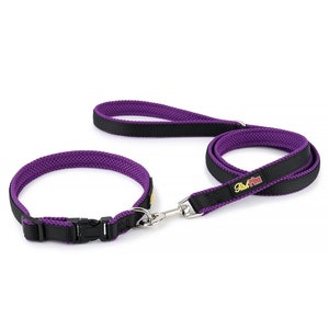 Purple Nylon Mesh Dog Collar and Matching Lead Set - Puppy and Dog - Purple Dog Collar and Leash