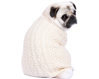 Cable Knit Dog Sweater - Dog Jumper - Winter Dog Clothing - Vanilla - Dog Clothing, Dog Accessories and Dog Gifts