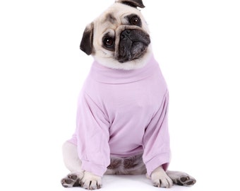 Snuggle Dog Tee - Lilac - Dog T-Shirt - Long Sleeves and Roll Neck - Soft and Snuggly - Dog/Puppy Clothing - Leash Hole - Washable