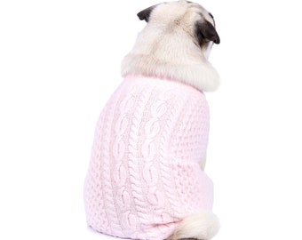 Cable Knit Dog Sweater - Dog Jumper - Winter Dog Clothing - Marshmallow - Dog Clothing, Dog Accessories and Dog Gifts