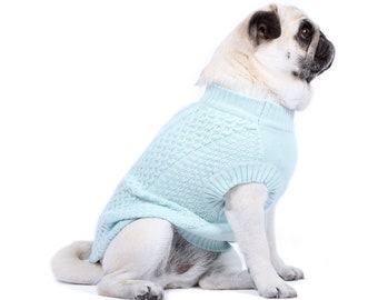 Cable Knit Dog Sweater - Dog Jumper - Winter Dog Clothing - Baby Blue - Dog Clothing, Dog Accessories and Dog Gifts