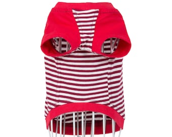 Rood gestreept honden-T-shirt - HondenT-shirts - Rode hondenshirts - Hondenshirts - XXS t/m XXL