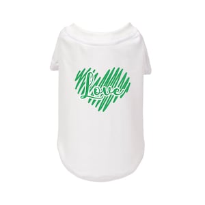 Green Love Dog T-Shirt - Printed Dog Tee - Dog Shirts - Pet Shirts - XXS to 4XL