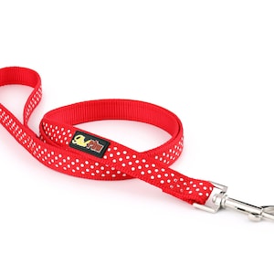 Red Polka Dot Dog Lead - Puppy and Dog - Spotti by RichPaw - Matching Red Dog Collars Available