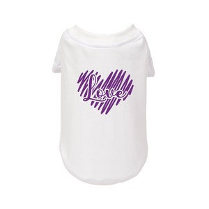 Purple Love Dog T-Shirt - Printed Dog Tee - Dog Shirts - Pet Shirts - XXS to 4XL