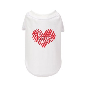 Red Love Dog T-Shirt - Printed Dog Tee - Dog Shirts - Pet Shirts - XXS to 4XL