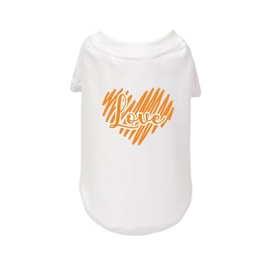Orange Love Dog T-Shirt - Printed Dog Tee - Dog Shirts - Pet Shirts - XXS to 4XL