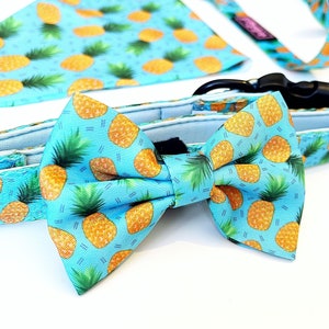 PINE-APPAW-LICIOUS Dog Bow Tie - Quick Fastening - Pineapple Design Dog Bow Tie - Quality Dog Accessories