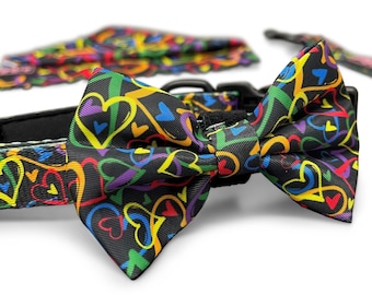 Gravata borboleta para cães A WORK OF HEART - Fecho rápido - Gravata borboleta para cães com design de coração - Acessórios e presentes de qualidade para cães