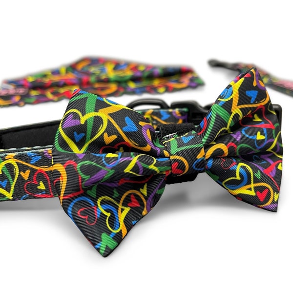 A WORK OF HEART Dog Bow Tie - Quick Fastening - Heart Design Dog Bow Tie - Quality Dog Accessories