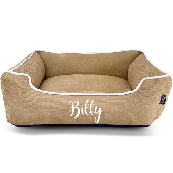 Personalised Dog Bed, BEIGE Corduroy LUXURY Dog Bed, Machine Washable, Small to Medium Sized Dogs, Dog Mattress, Dog Gift