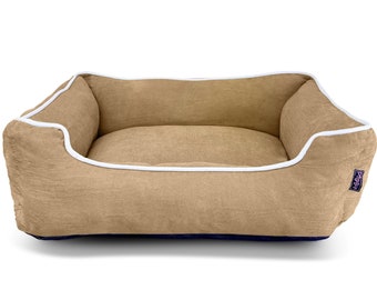 Lit pour chien de luxe en velours côtelé BEIGE, lavable en machine, lit pour animaux de compagnie, cadeau pour chien, lit pour chien haut de gamme, chiens de petite à moyenne taille, lit pour chiot, matelas pour chien