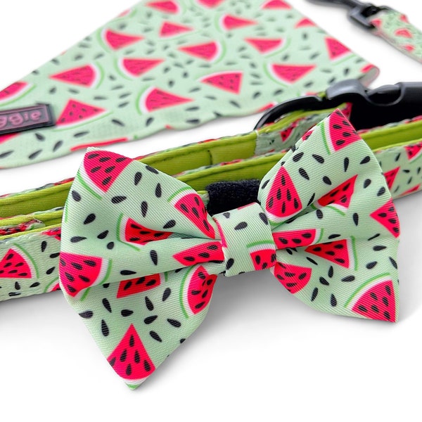 MELON-TASTIC Dog Bow Tie - Quick Fastening - Watermelon Design Dog Bow Tie - Quality Dog Accessories