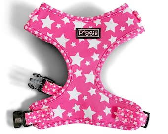 Shining Star-Pup Adjustable Dog Harness - Pink Star Soft Padded Dog Harness - Puppy Harness - Breathable Mesh