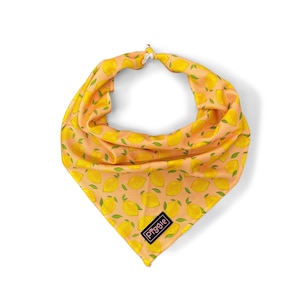 CITRUS GOT REAL Dog Bandana - Classic Triangular Tie-On Dog Bandana - Lemon Design Dog Bandana - Quality Dog Accessories
