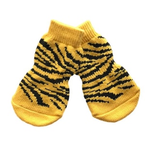 Tiger Dog Socks - Non Slip Soles - Dog Socks - 4 Pack - Quality Dog Accessories