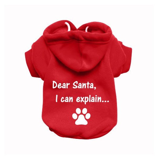 Weihnachten rot Hund Hoodie - lieber Santa red Hund Pullover - roter Hund Jumper - Hund/Welpen Kleidung