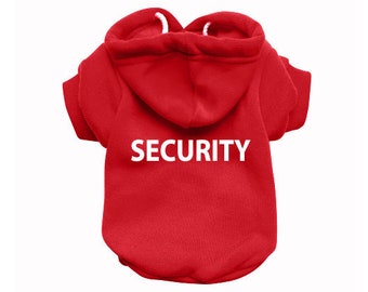 SECURITY Dog Sweatshirt Hoodie - Dog Sweater - Dog Jumper - Printed Dog Clothing - Red Dog Hoody