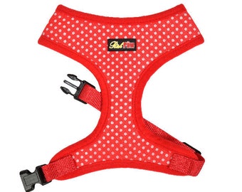 Dog Harness - Red Polka Dot Dog Harness - Vest Dog and Puppy Harness - XS to XL - RichPaw
