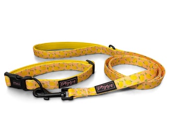 Citrus Got Real - Lemon Pattern Hundehalsband und Leine SET - Hundehalsband - Hundeleine - Hundezubehör - Welpenhalsband und -leine