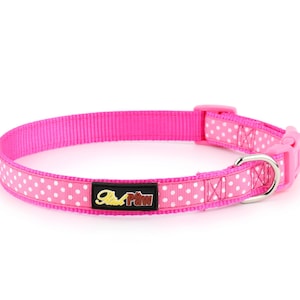 Pink Polka Dot Dog Collar and Matching Lead Available - Puppy and Dog - Spotti by RichPaw - Pink Dog Collars