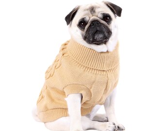 Stone Cable Knit Dog Sweater - Stone Dog Sweater - Stone Winter Dog Jumper - Dog/Puppy Clothing