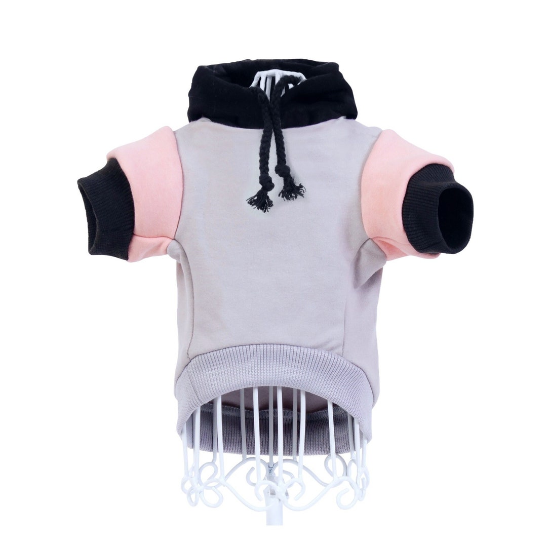 Grey and Dusty Pink Dog Hoodie - Dog Sweater - Grey and Pink Dog Jumper - Dog/puppy Clothing - Etsy UK