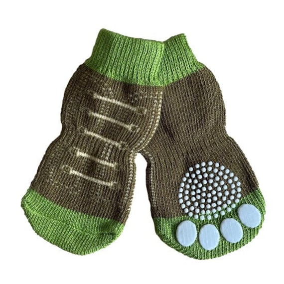 Green Sneaker Dog Socks Non Slip Soles Dog Socks 4 Pack Quality Dog Accessories