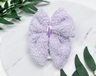 Lilac Dog Sailor Bow Tie: Teddy Fleece Dog Bow Accessory